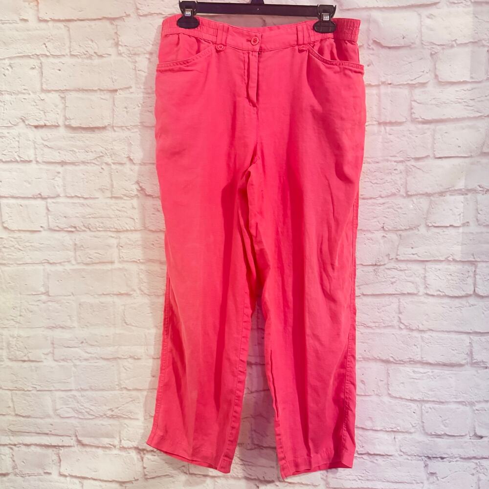 Jones New York LINEN Pink Cropped pants size 6